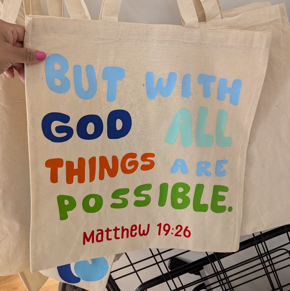 Tote Bag WITH GOD ALL THINGS ARE POSSIBLE